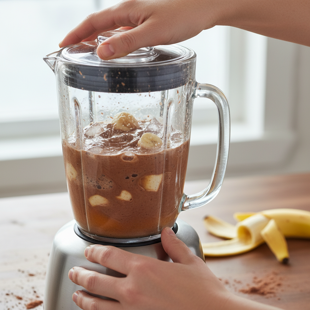 Putting ingredients in the blender