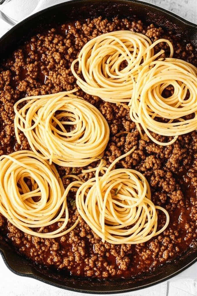 Mongolian Ground Beef Noodles Dish