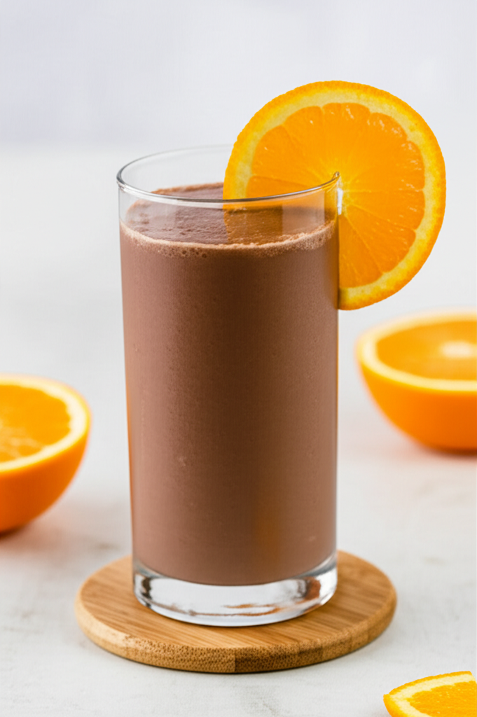 Chocolate Orange Protein Shake Drink in Glass