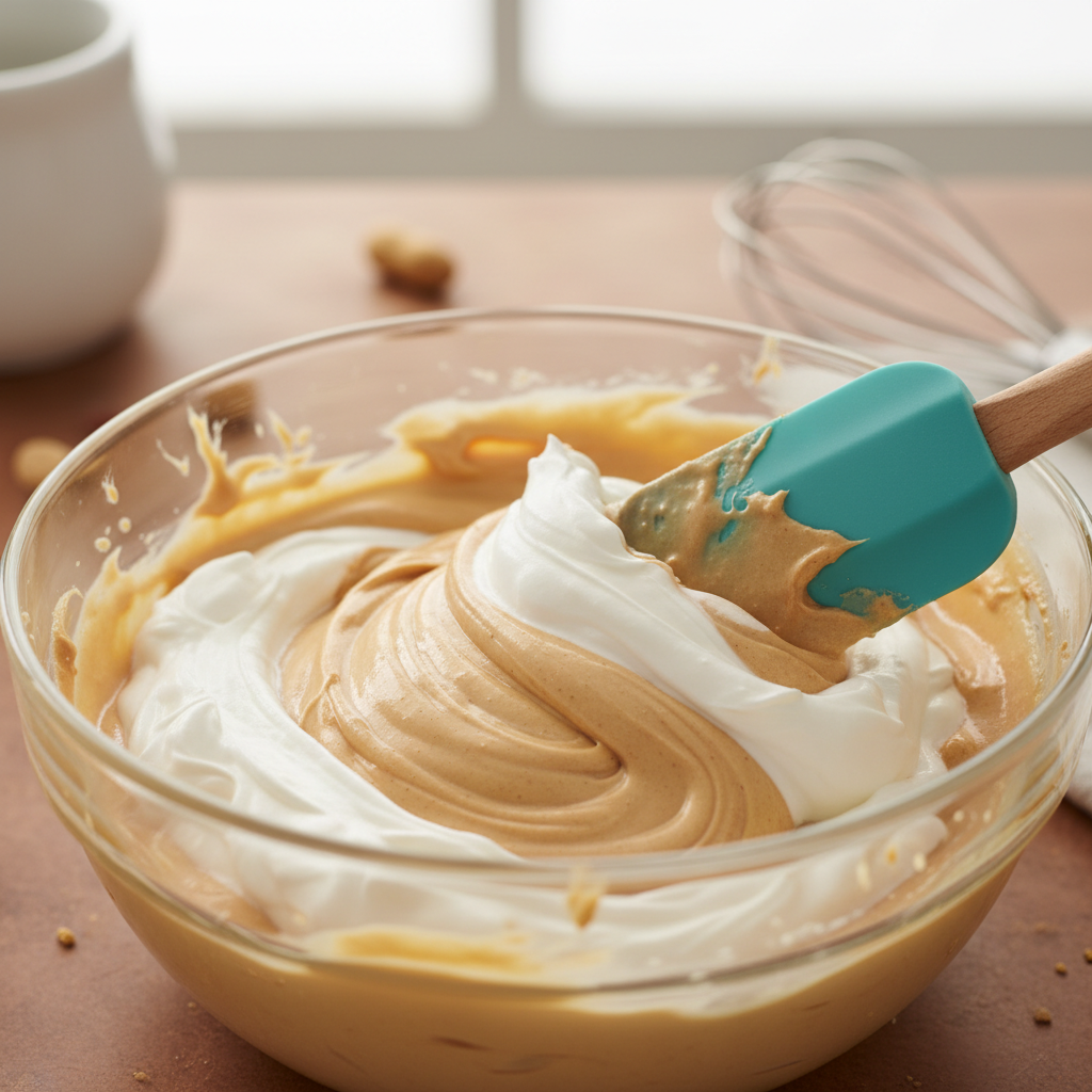Peanut butter mousse preparation for trifle