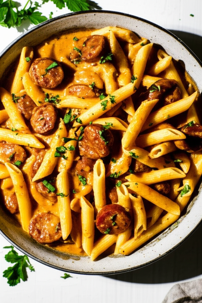 Delicious Cajun Sausage Pasta plate