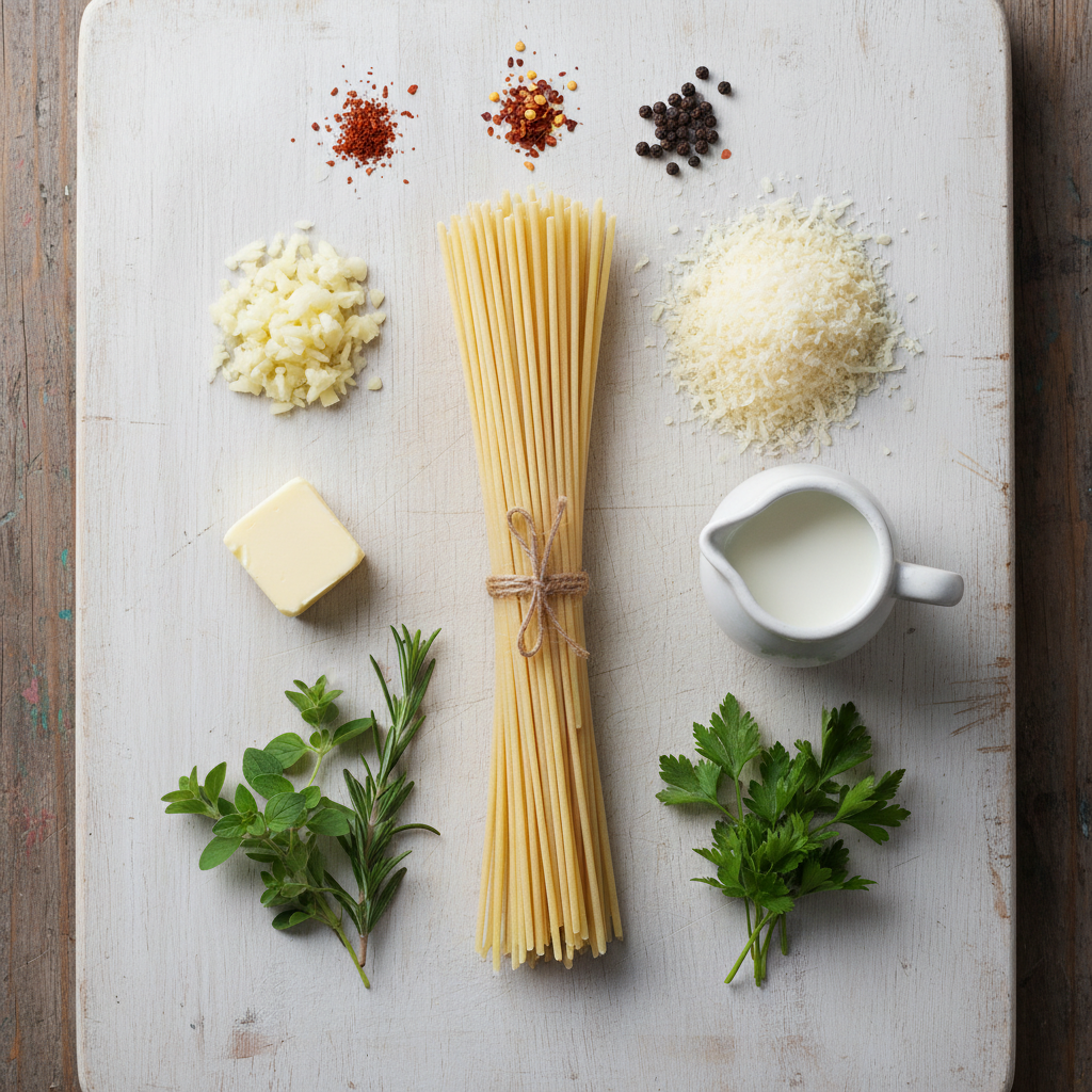 Ingredients for Creamy Garlic Pasta
