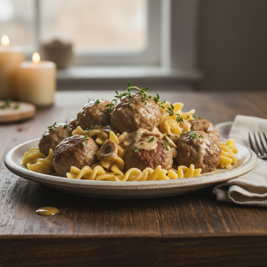 Finished One Pot Meatball Stroganoff