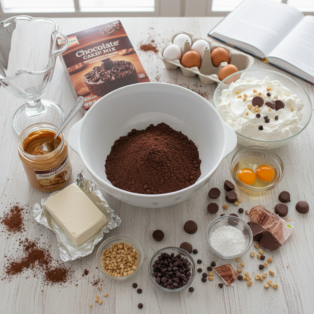 Ingredients for Chocolate Peanut Butter Cup Trifle