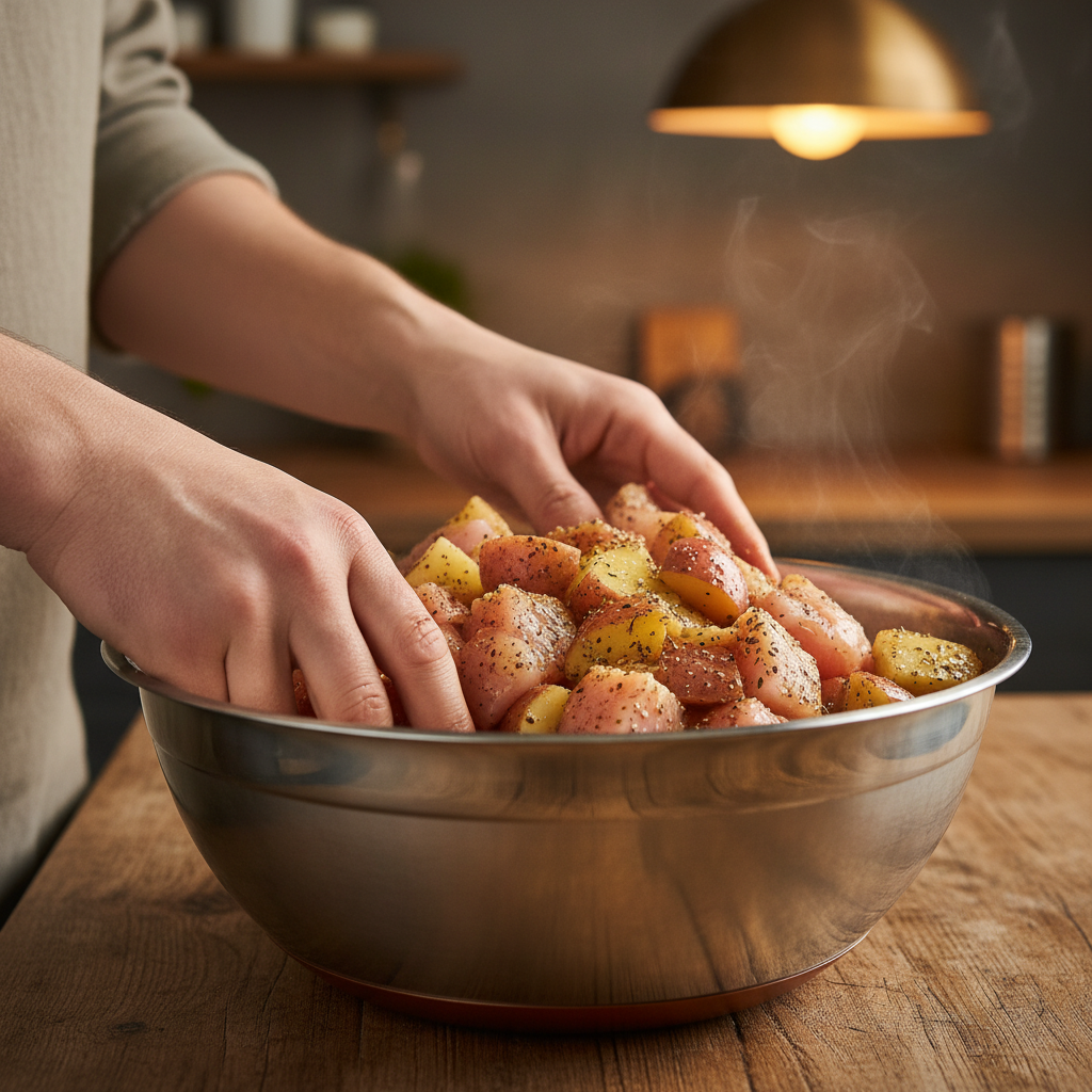 Seasoning chicken breasts before baking