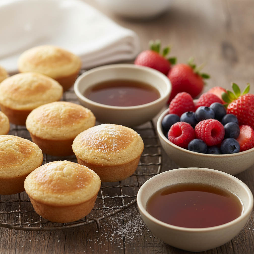 Freshly baked pancake mini muffins cooling