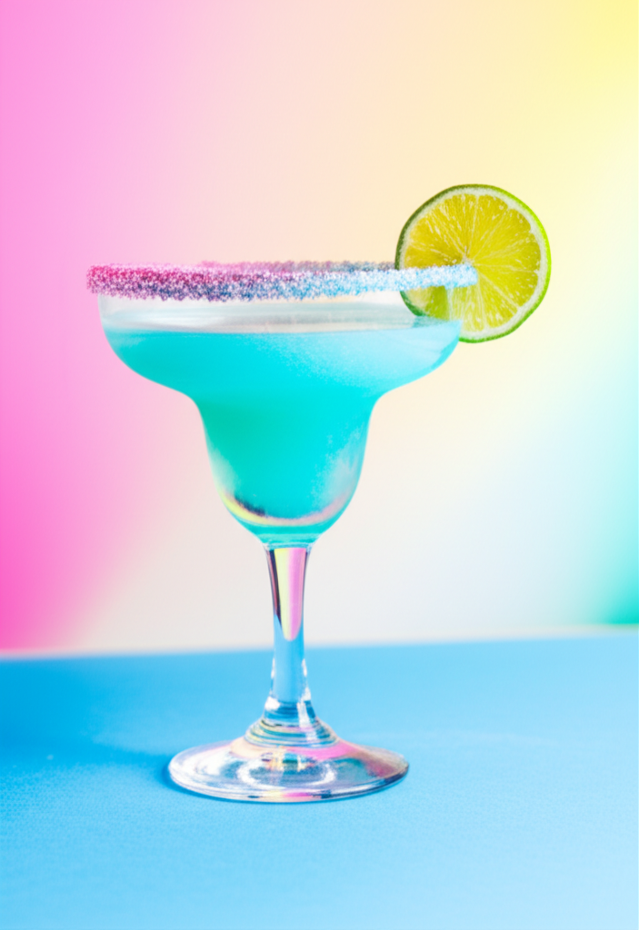 Pastel Paradise Margarita hero image of sweet, fruity margaritas with pastel colors