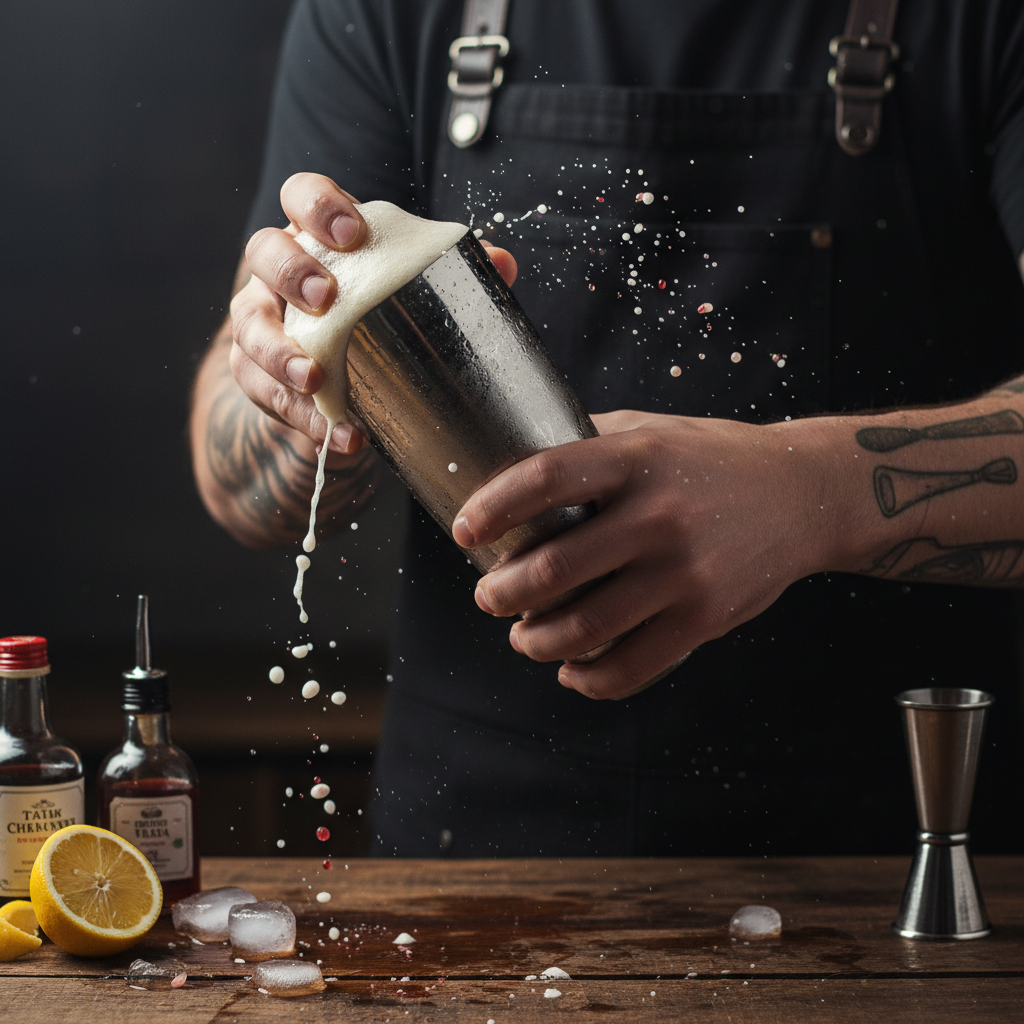 Dry shaking process of Cherry Blossom Sour