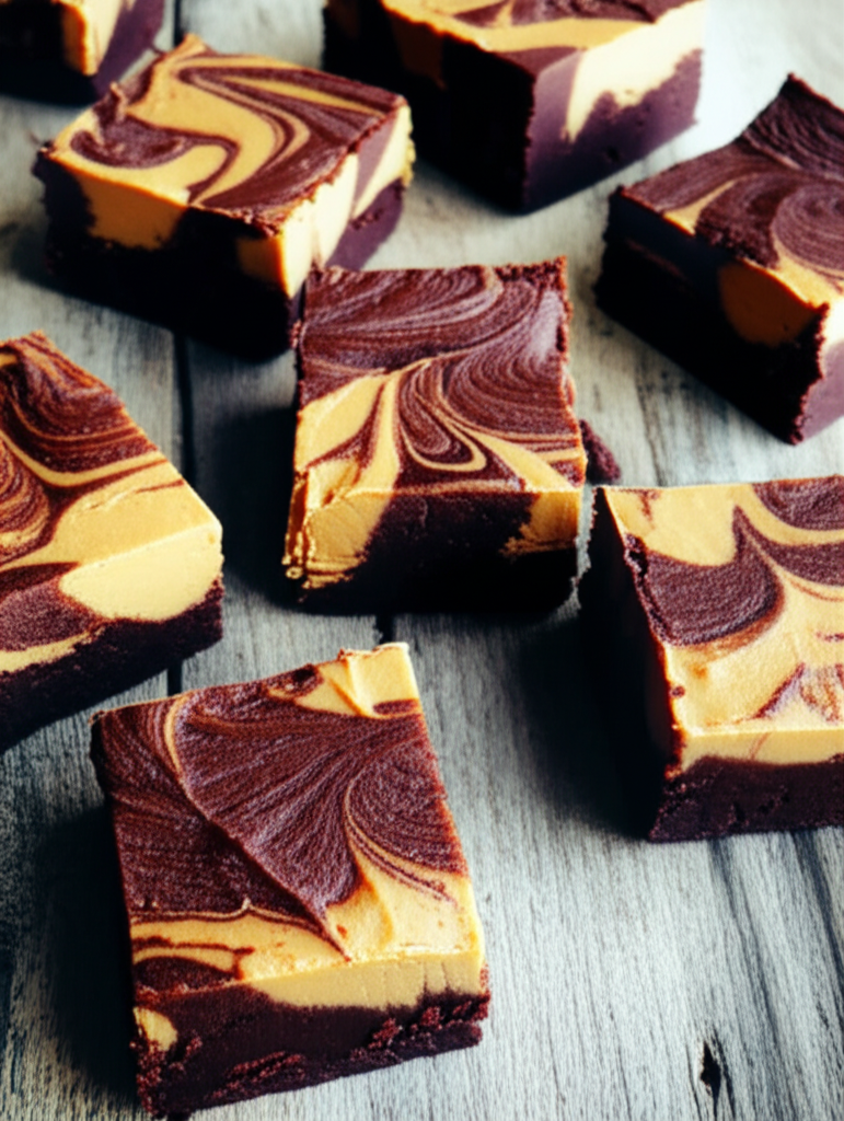 Peanut Butter Chocolate Swirl Fudge plated