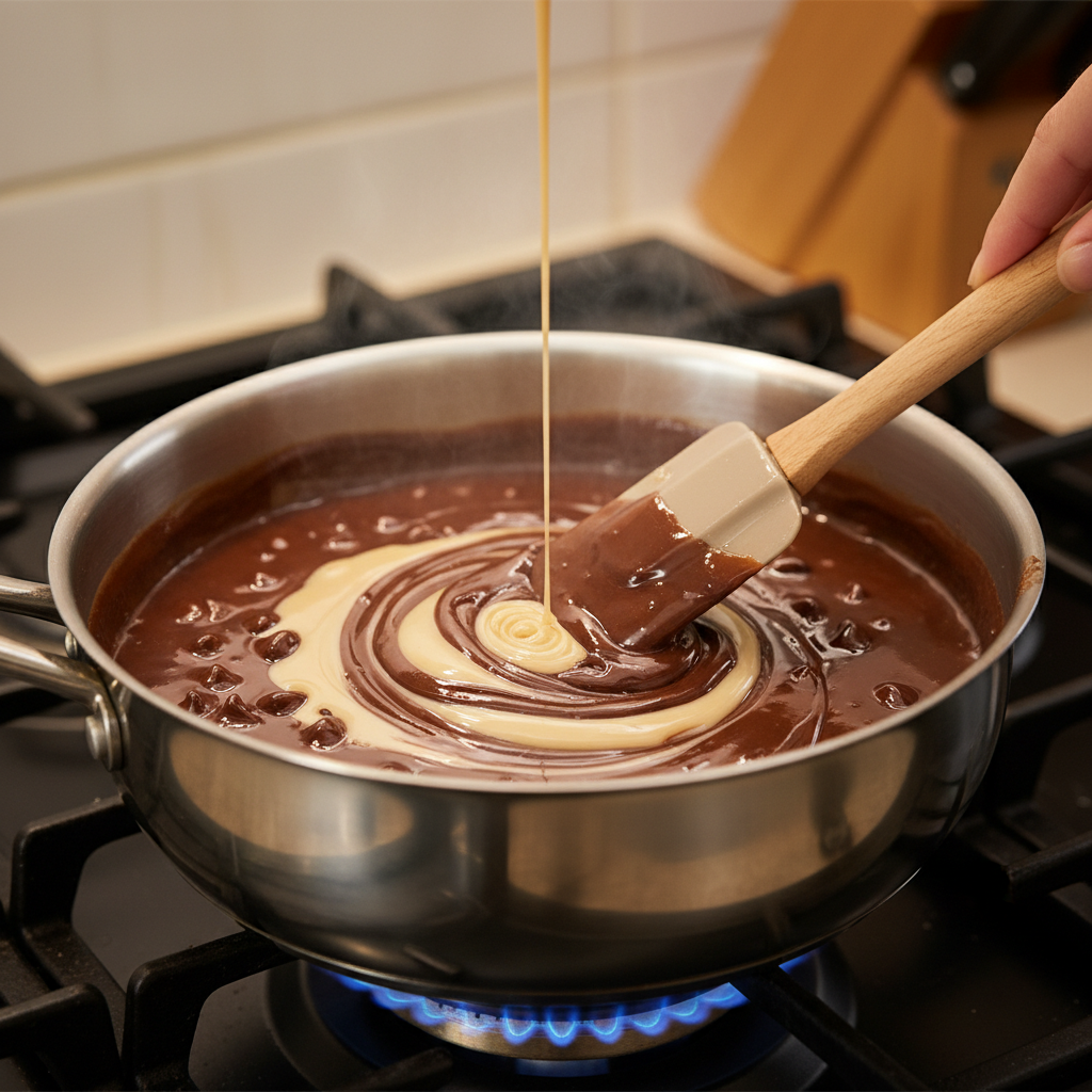 Step-by-step making of Chocolate Peppermint Fudge