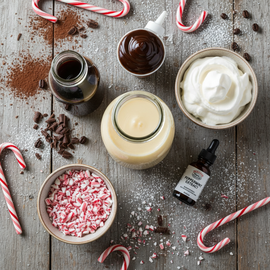 Ingredients for Peppermint Mocha Eggnog