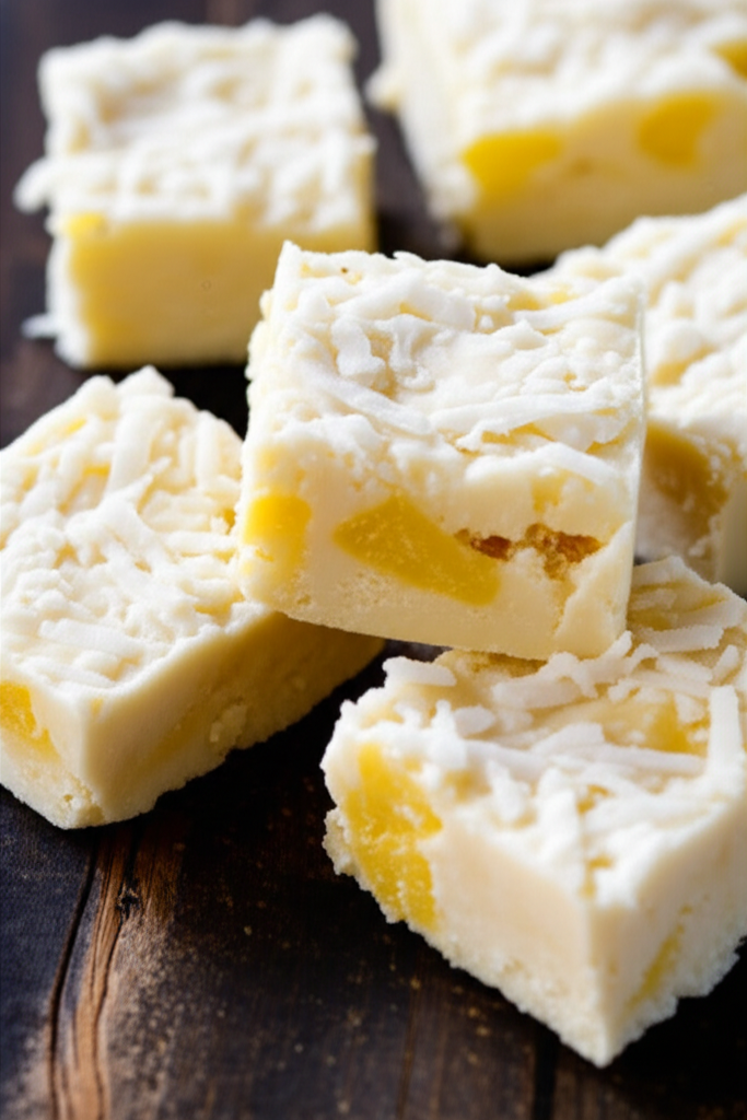 Piña Colada Fudge on a plate