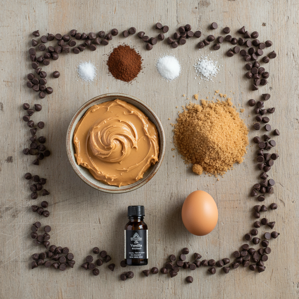 Ingredients for peanut butter espresso cookies