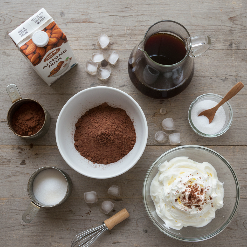 Ingredients for Chocolate Protein Iced Coffee