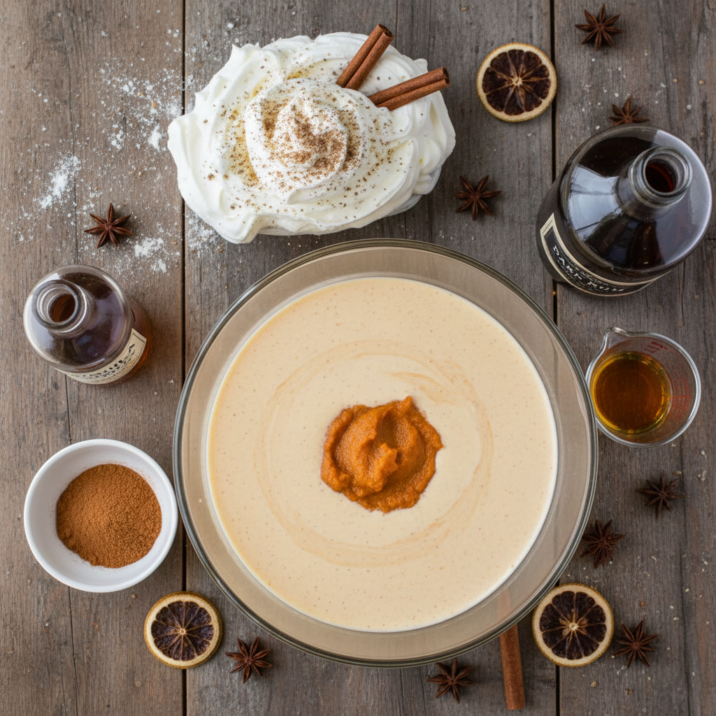 Ingredients for Pumpkin Spice Eggnog Cocktail