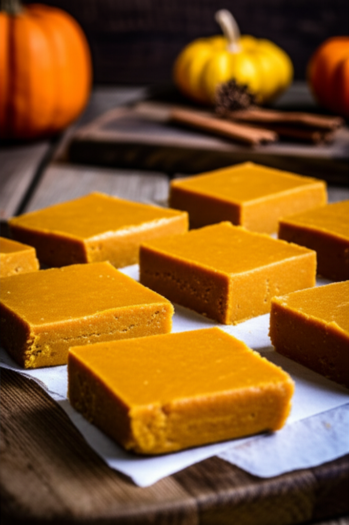 Creamy comforting pumpkin spice fudge melting on lips