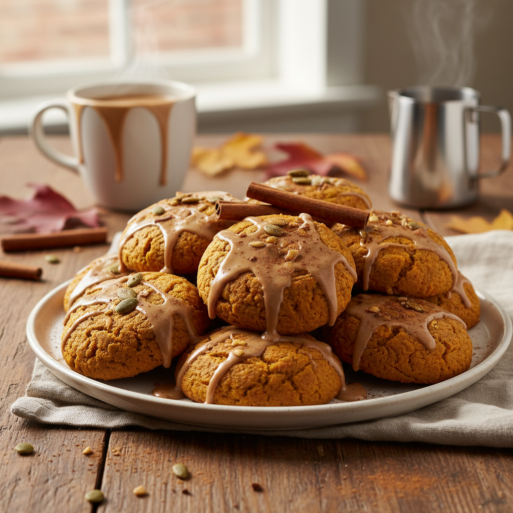 Finished pumpkin spice latte cookies ready to enjoy