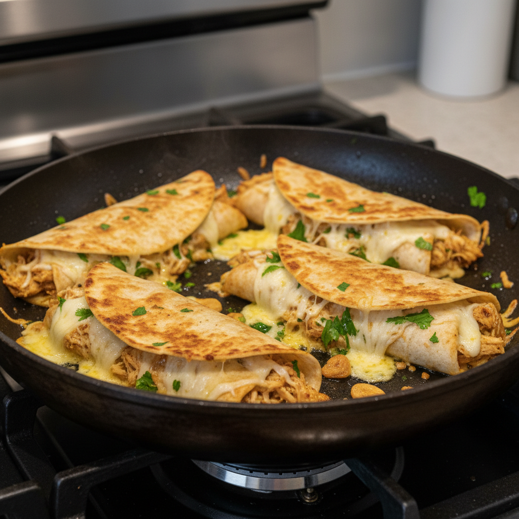 Cheesy Garlic Chicken Wraps initial presentation