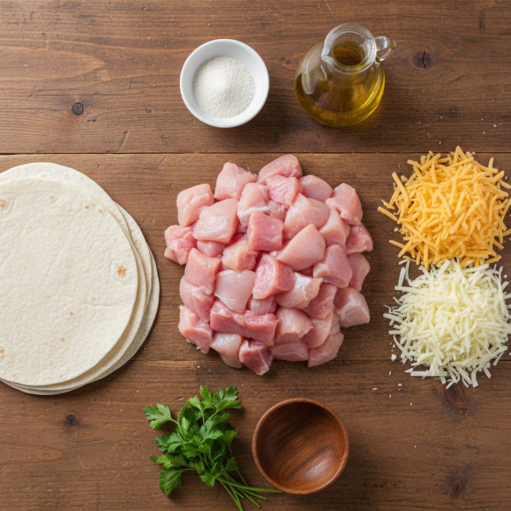 Ingredients for Cheesy Garlic Chicken Wraps