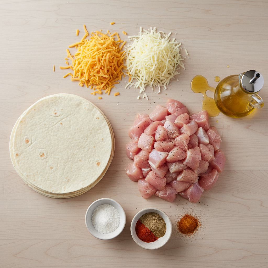 Ingredients for Cheesy Garlic Chicken Wraps