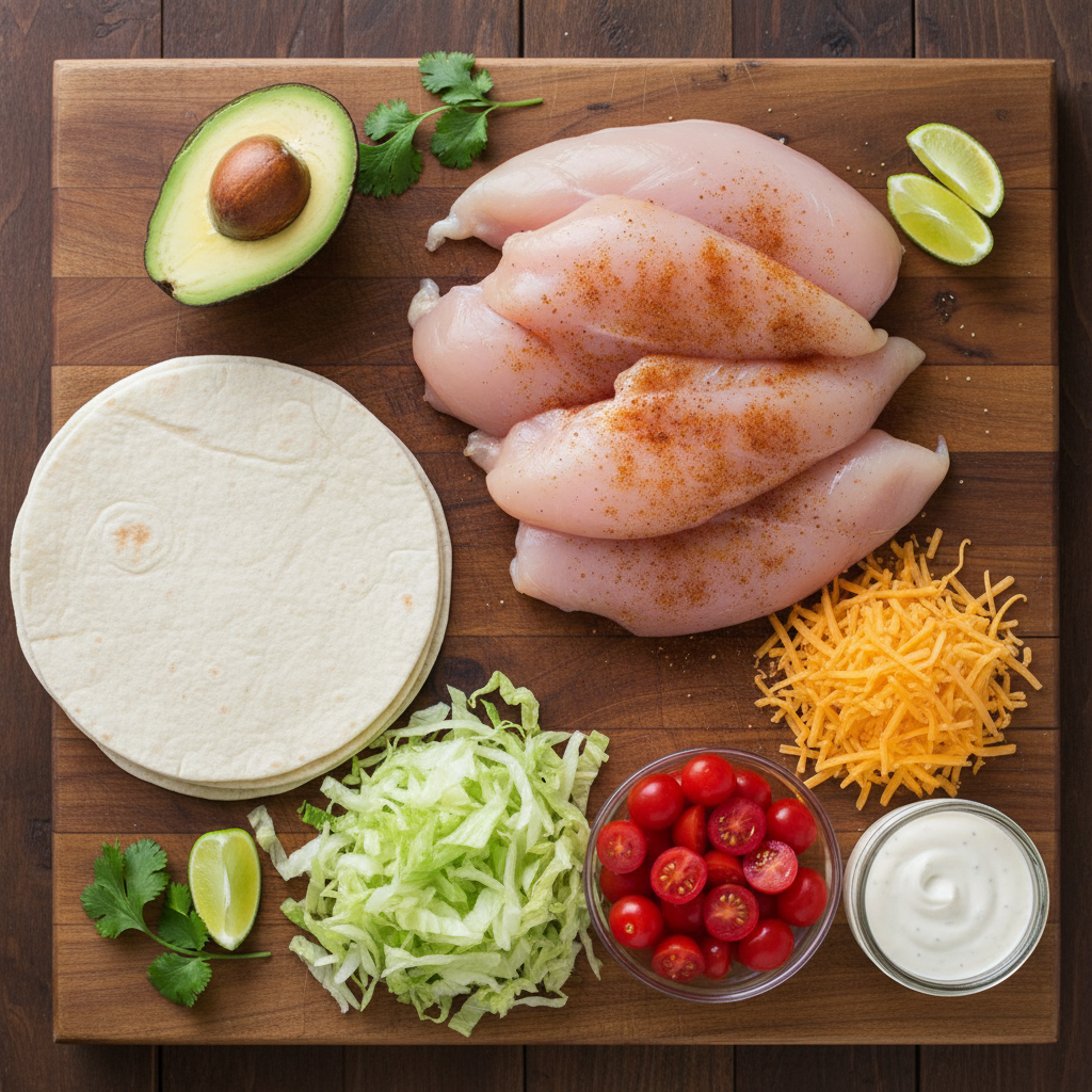 Ingredients for Chicken Avocado Wraps