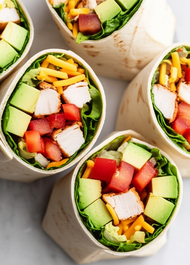 Chicken Avocado Wraps served on a plate