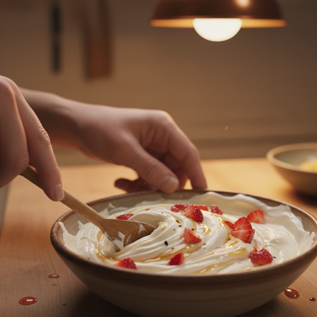 Frozen Strawberry Yogurt Clusters on a baking sheet