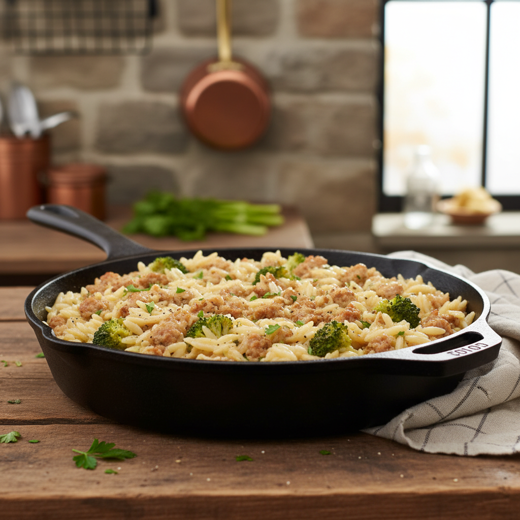 Ingredients for ground turkey orzo recipe