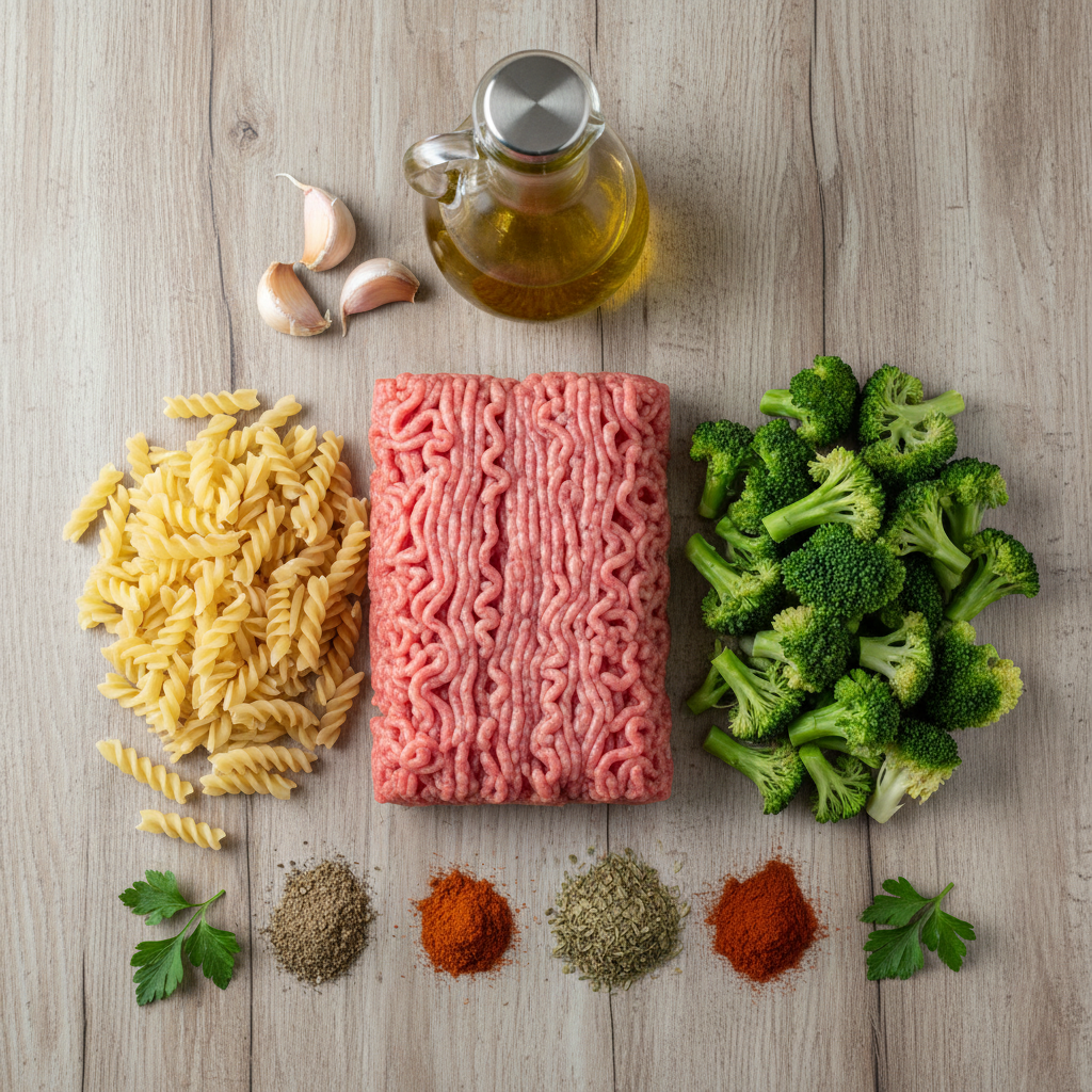 Ingredients for orzo with ground turkey