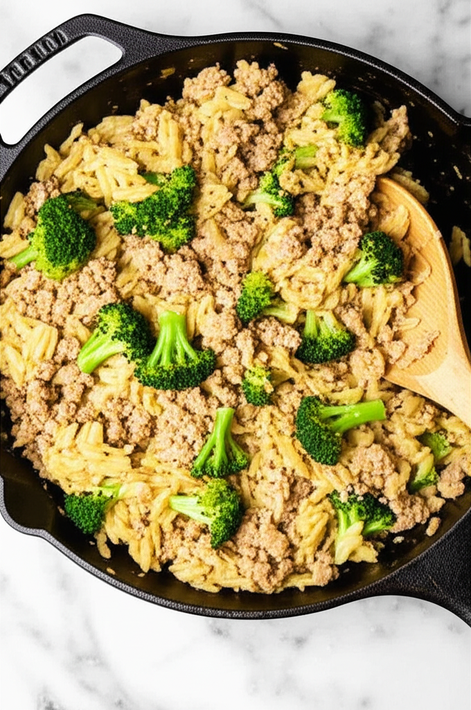 Orzo with Ground Turkey finished dish