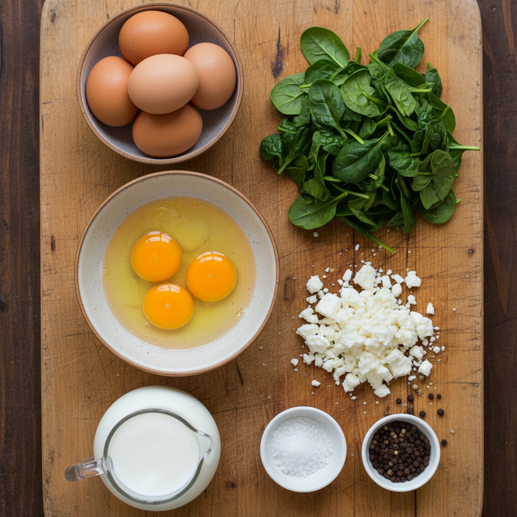 Ingredients for Egg Muffins with Spinach and Feta