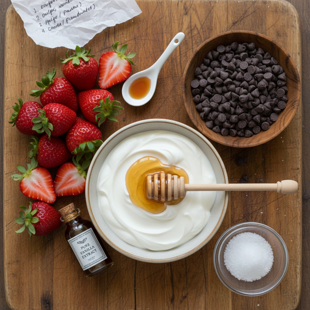 Ingredients for Chocolate Strawberry Yogurt Clusters