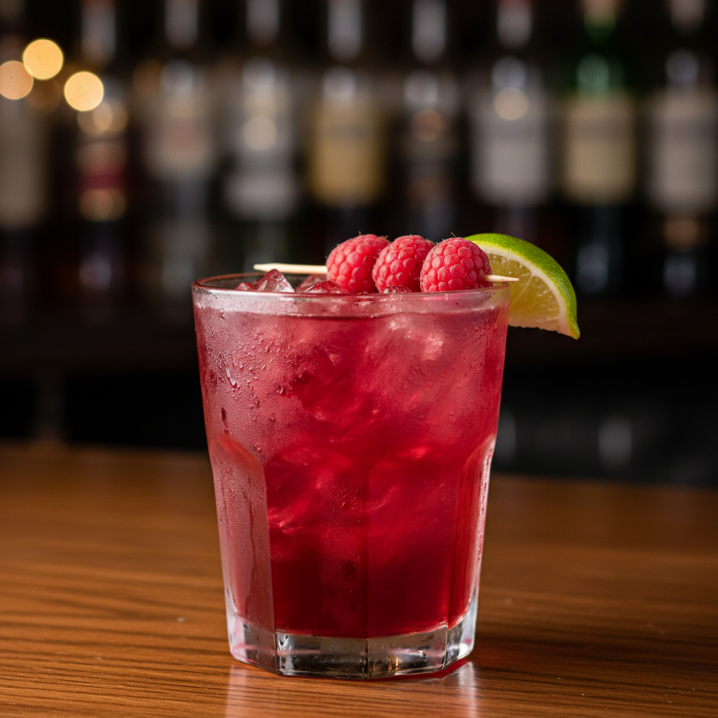 Ingredients and tools for Raspberry Vodka Daiquiri