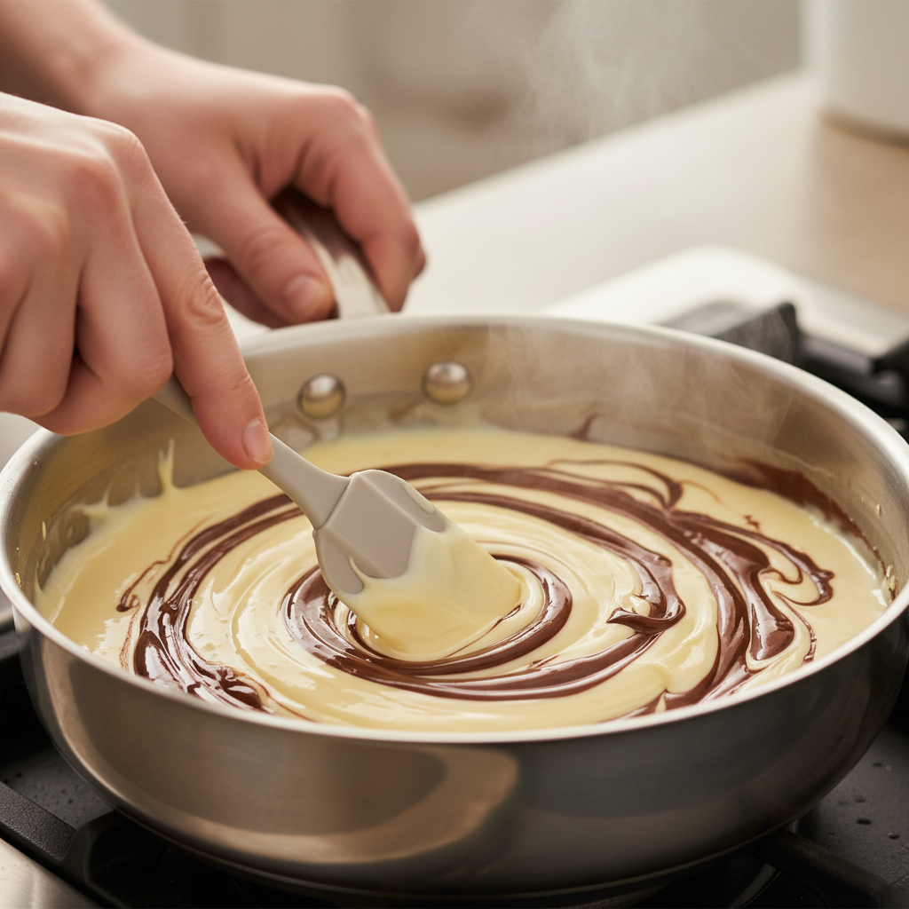Melting chocolate and mixing ingredients