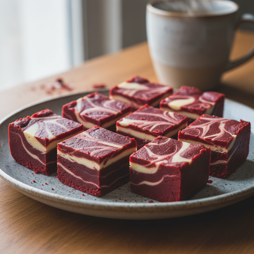 Finished Red Velvet Fudge ready to serve