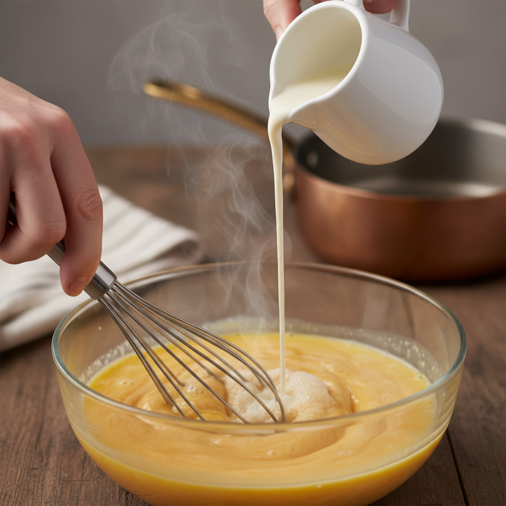 Whisking Egg Mixture for Eggnog