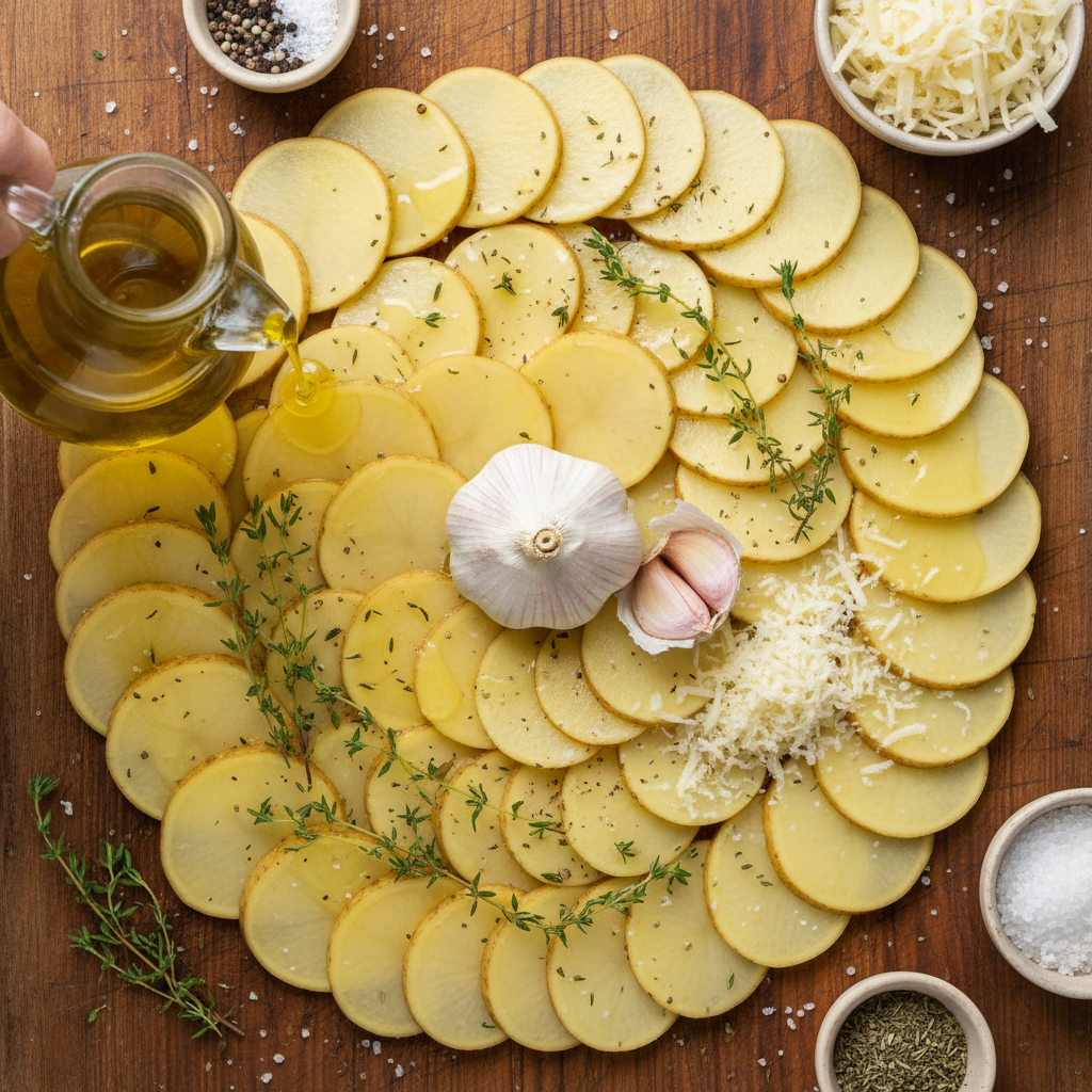 Ingredients for Roasted Garlic Potatoes au Gratin