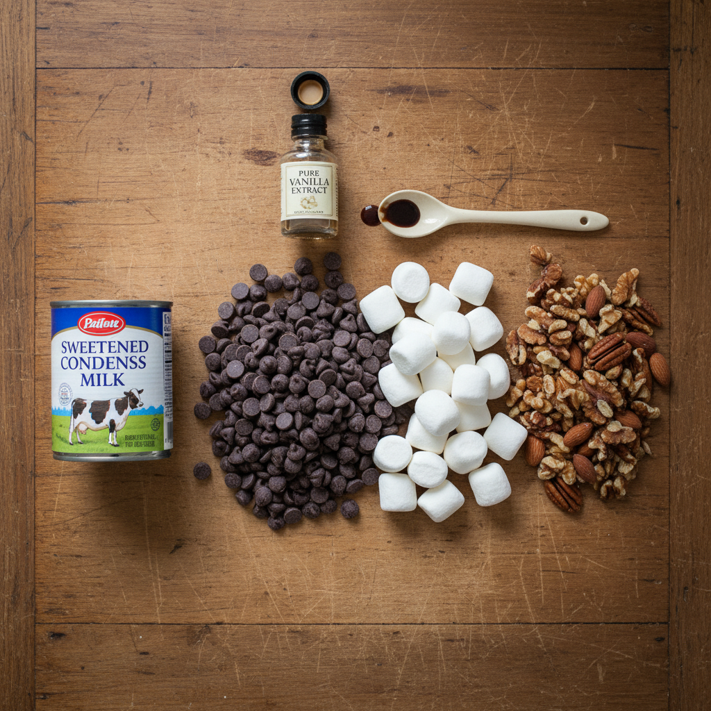 Ingredients for Rocky Road Fudge