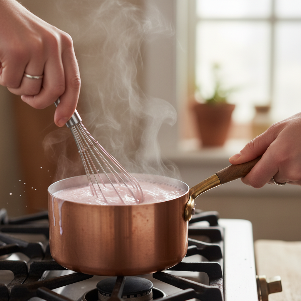 Preparing the Rose Vanilla Latte