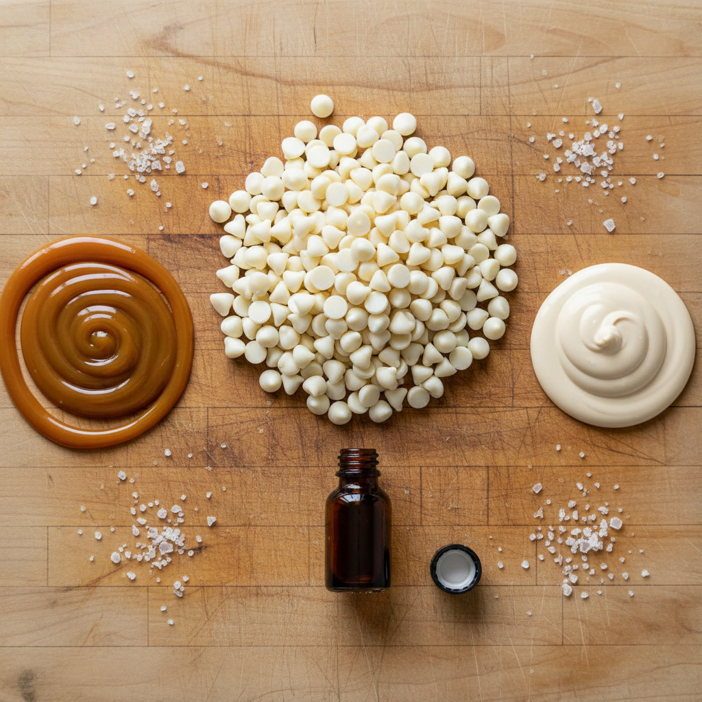 Ingredients for salted caramel fudge