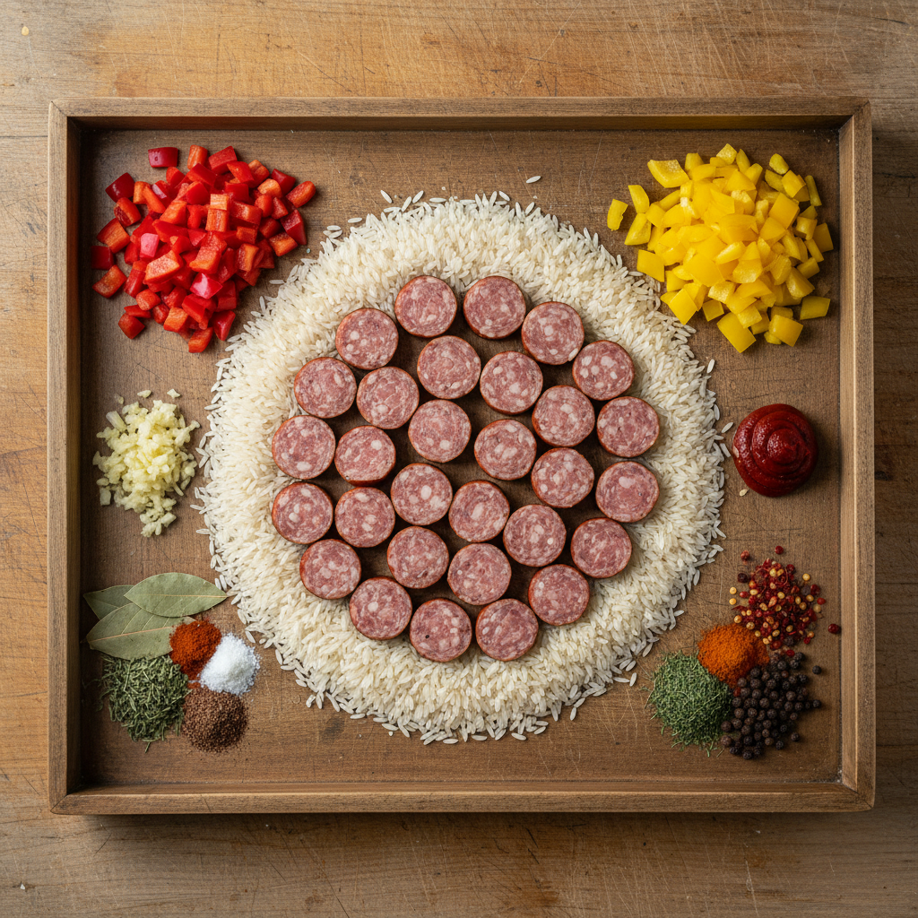 Ingredients for Sausage and Rice Skillet