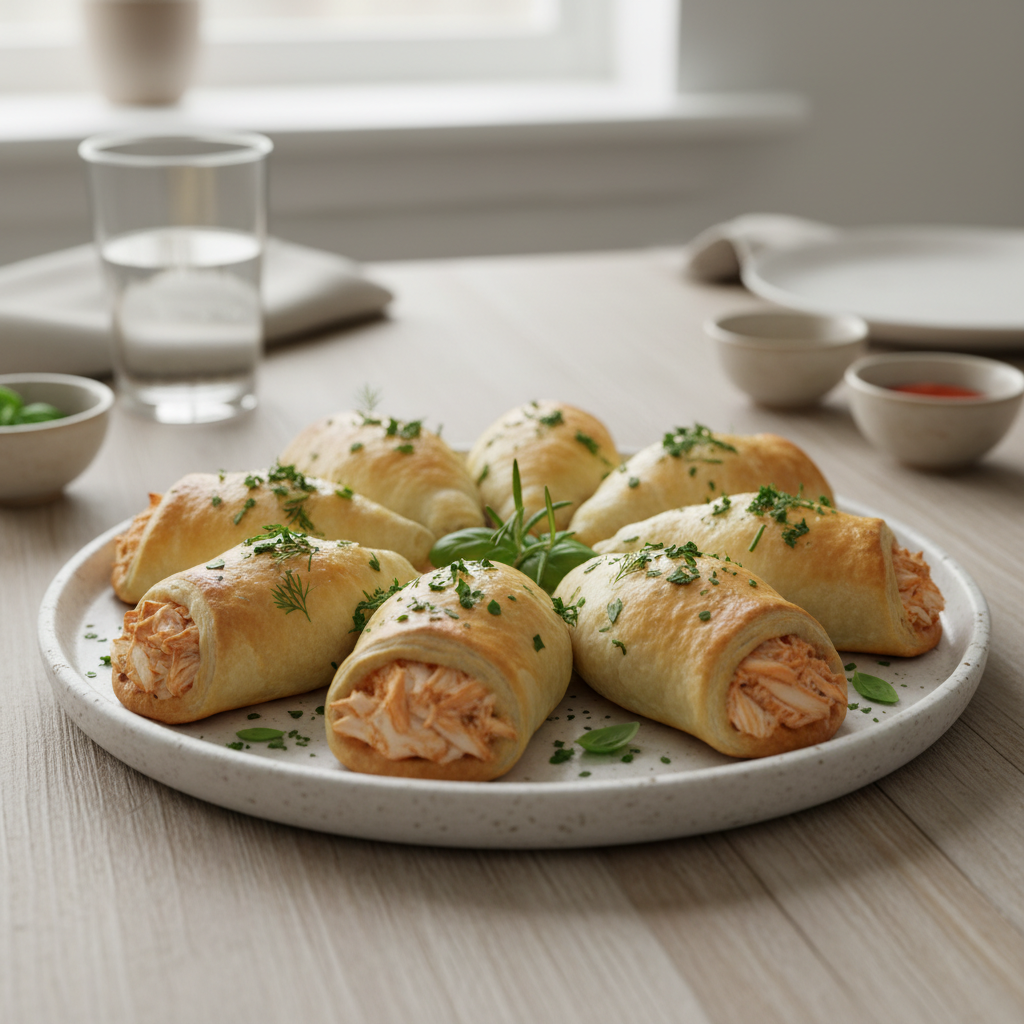 Chicken Stuffed Crescent Rolls served with garnish