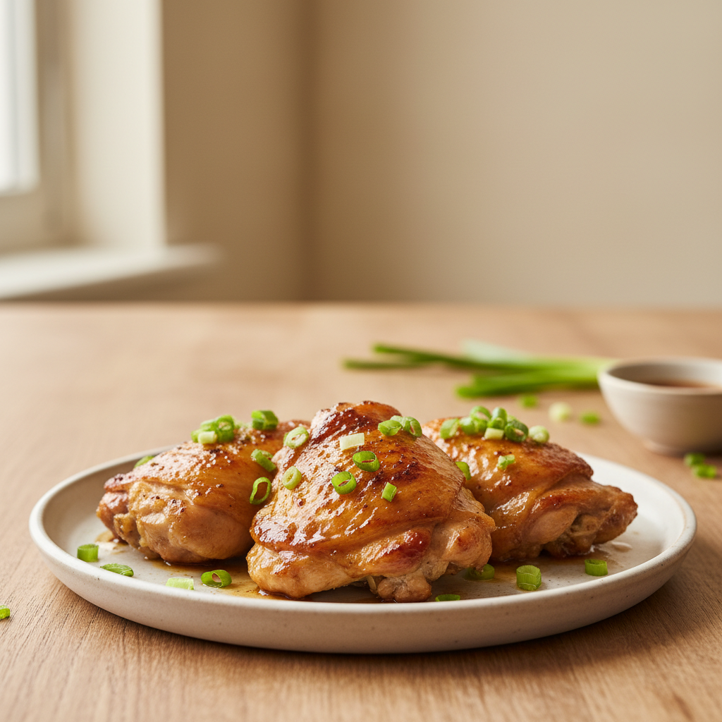 Serving scallion chicken with rice or noodles