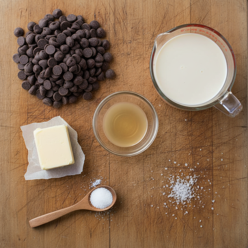 Ingredients for Sea Salt Dark Chocolate Fudge