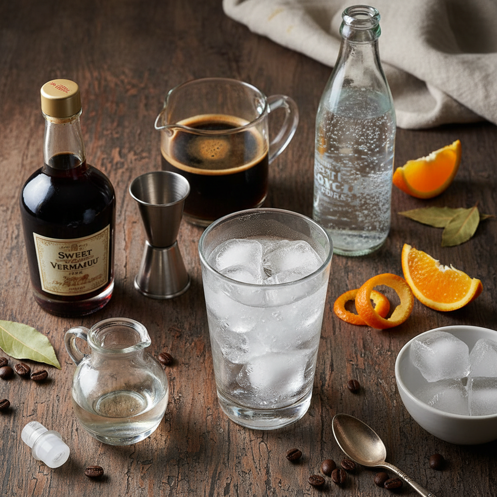 Ingredients for Siciliano coffee cocktail