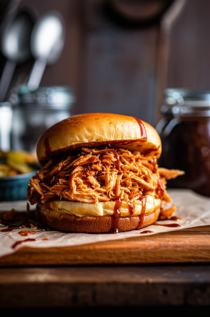 Slow Cooker BBQ Shredded Chicken ready in crockpot