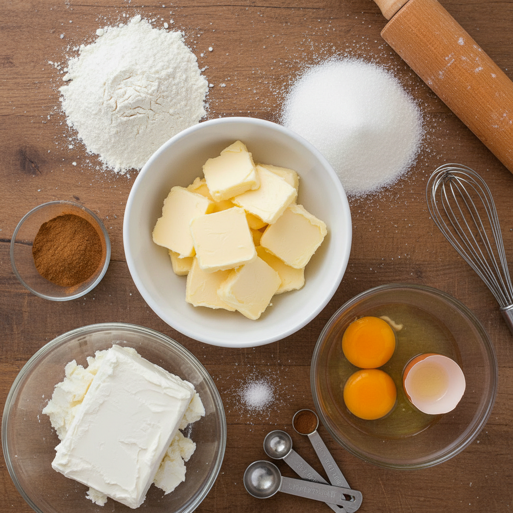 Ingredients for churro cheesecake cookies