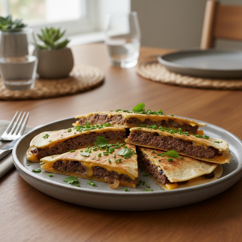 Prepared Smashburger Quesadillas served with sides