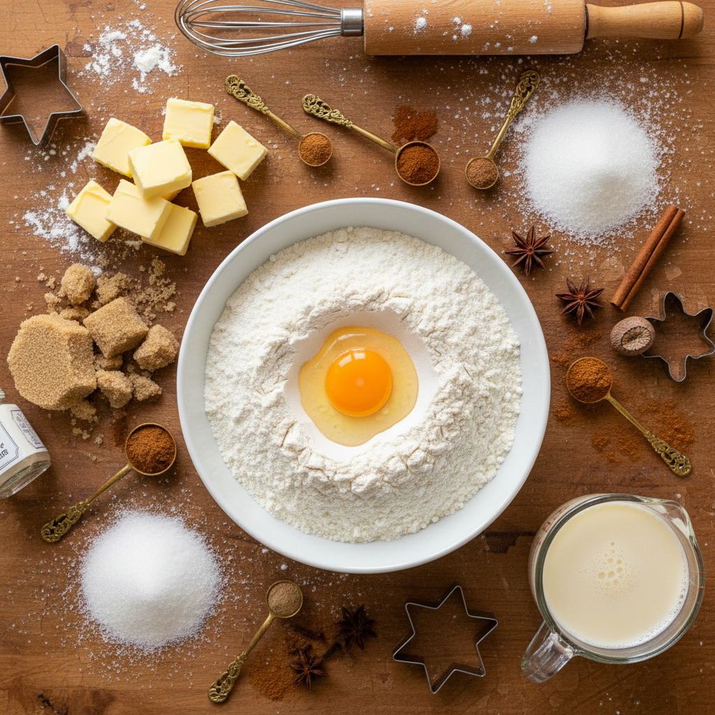 Ingredients for Eggnog Snickerdoodles laid out