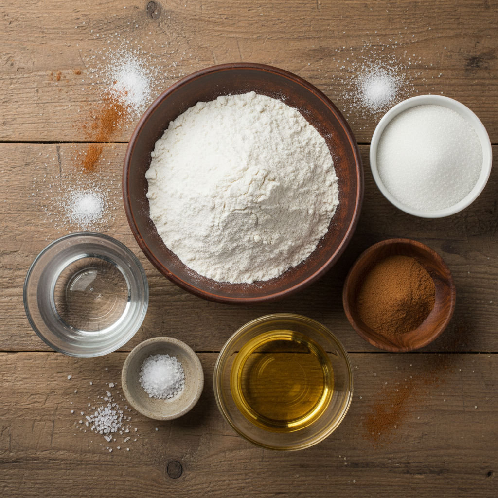 Ingredients for churros poppers laid out neatly